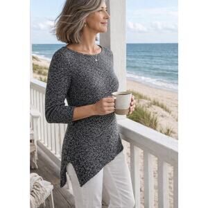 PureJill by J Jill Women's Wool Blend Asymmetrical Hem Tunic Sweater Sz M EUC